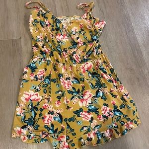 mustard floral romper
